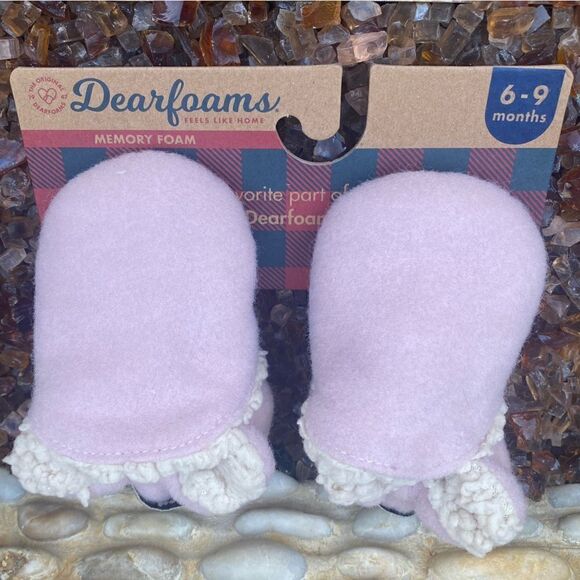 Dearfoams Baby Emerson Felted Sherpa Close Back Slippers. Pink 6-9 mo. New NWT - Picture 9 of 11